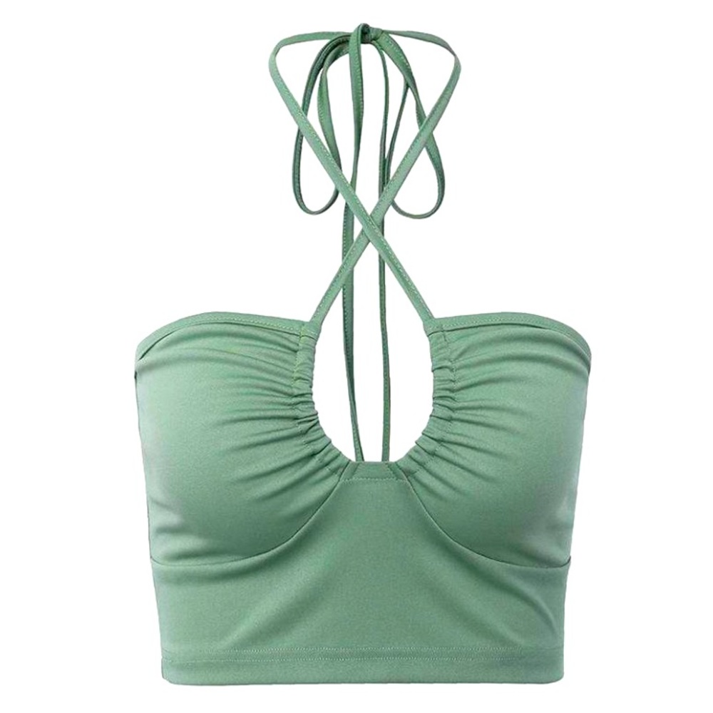 Teal halter crop top